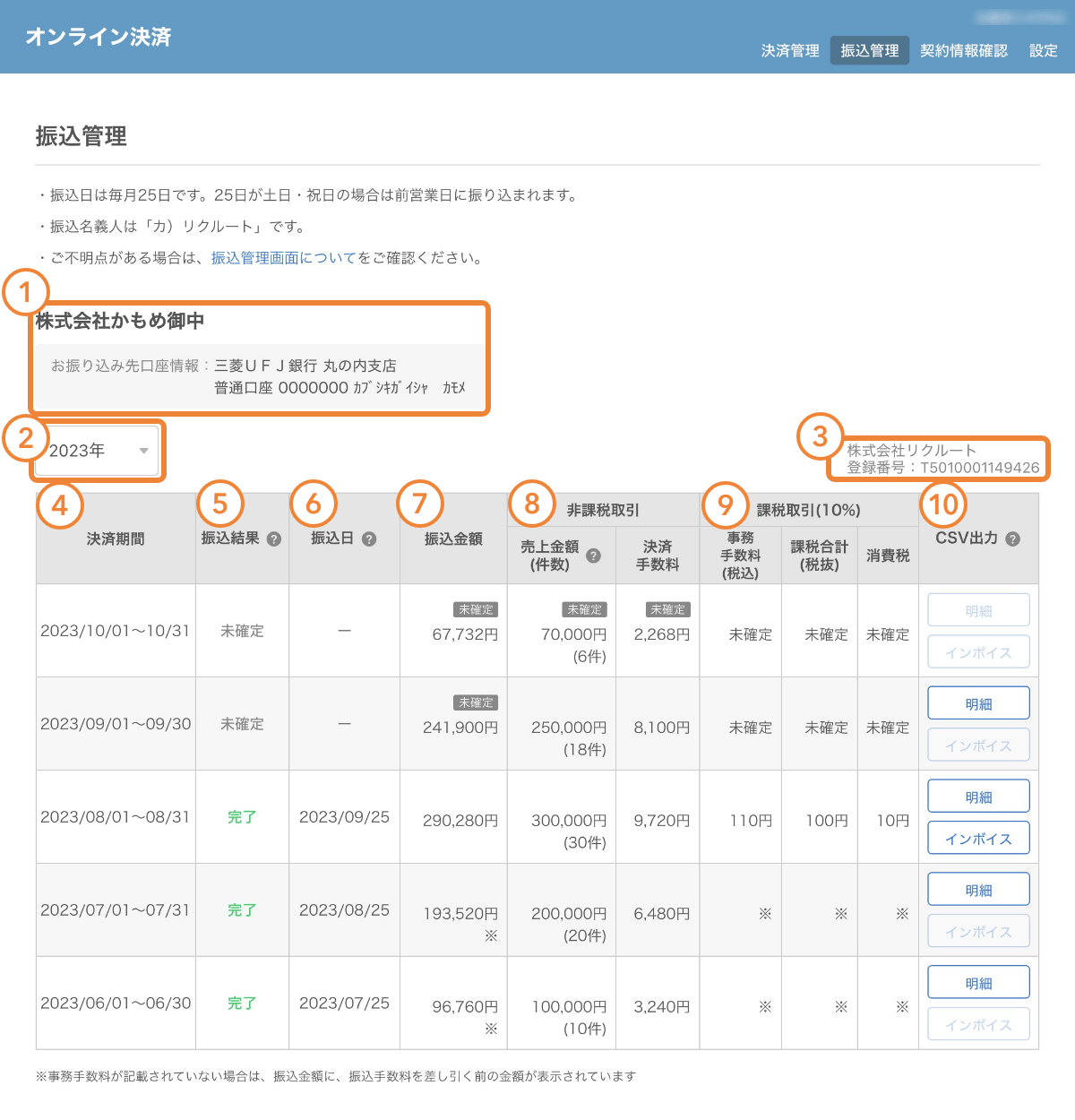 レストランボード オンライン決済 振込管理