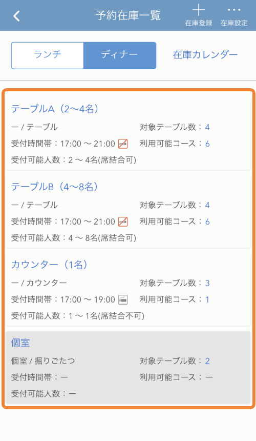 レストランボード iPhone 予約在庫一覧