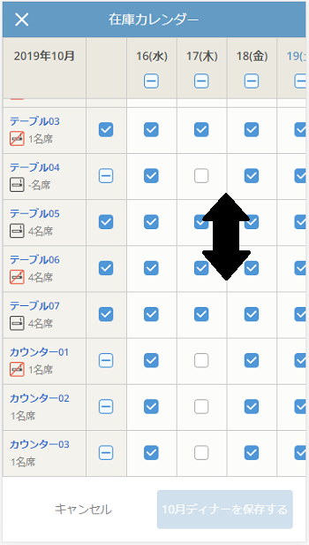 レストランボード iPhone 在庫カレンダー