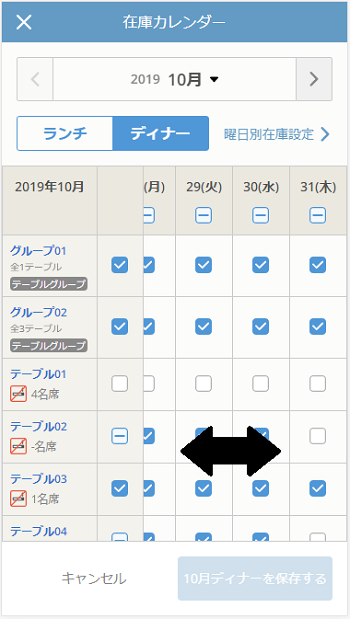 レストランボード iPhone 在庫カレンダー