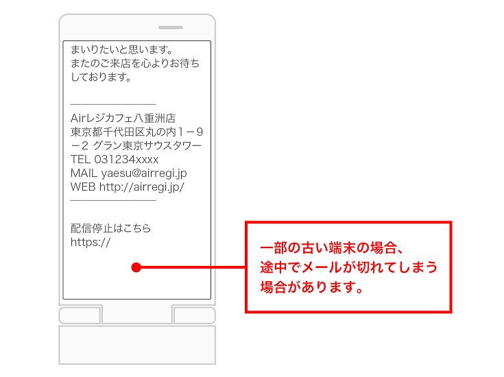 途中でメールが切れてしまう場合