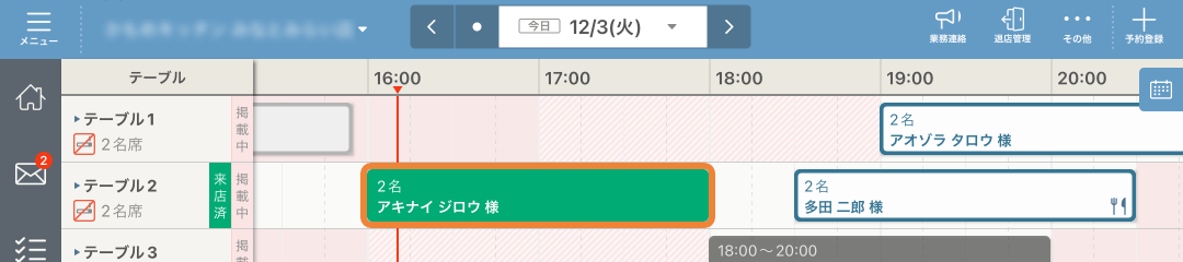 レストランボード スケジュール