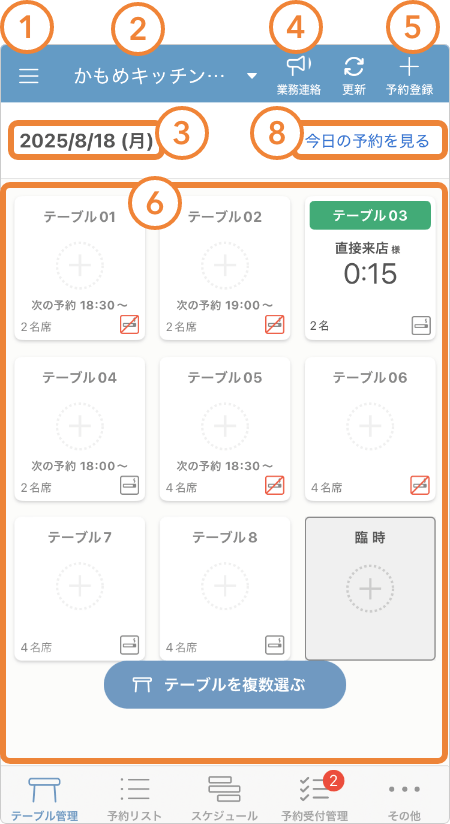 レストランボード iPhone 他店舗選択