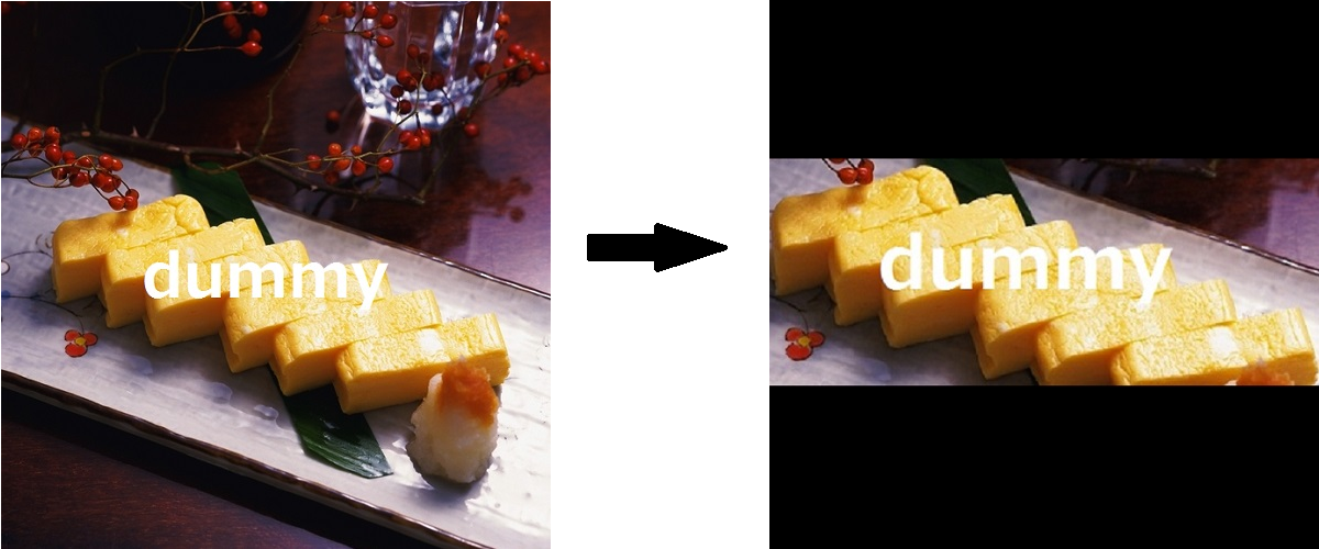 業務サポートパック ホームページ作成 画像編集 例）左：アップする画像 / 右：テーマによっての表示される画像