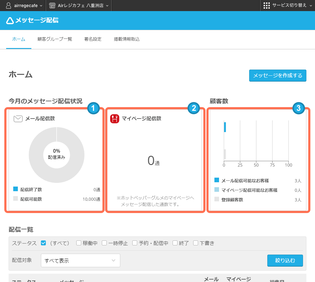 レストランボード 業務サポートパック メッセージ配信 